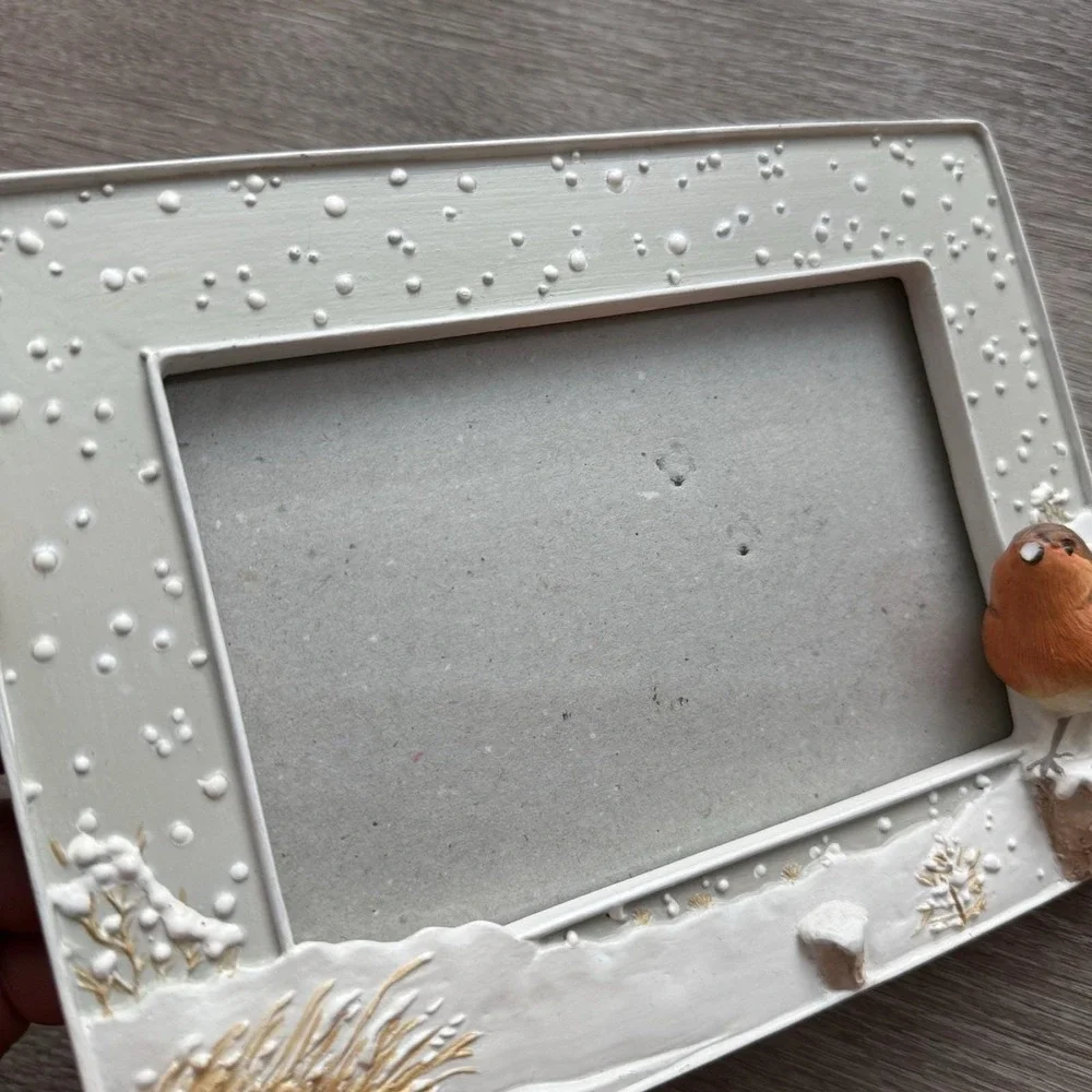 Hallmark Nature's Sketchbook Robin Bird Winter Photo Picture Frame 4x6 Resin Art